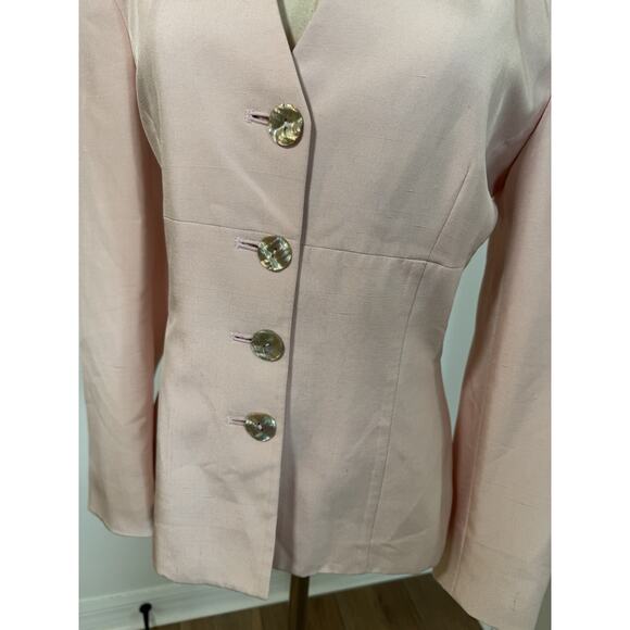 Vintage Christian Dior Baby Pink Blush Blazer Mother Pearl Buttons The Suit 80s - Picture 4 of 16